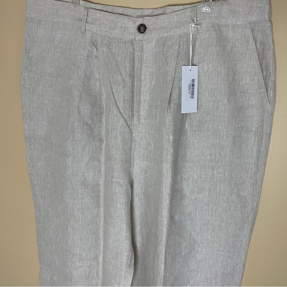 REFORMATION Vesta Linen Pant 18 NEW Quiet Luxury Old Money Minimalist Neutral - Picture 4 of 11